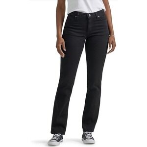 Lee Relaxed Fit Straight‎ Leg Mid Rise Black Denim Jeans Size 8 short 29"